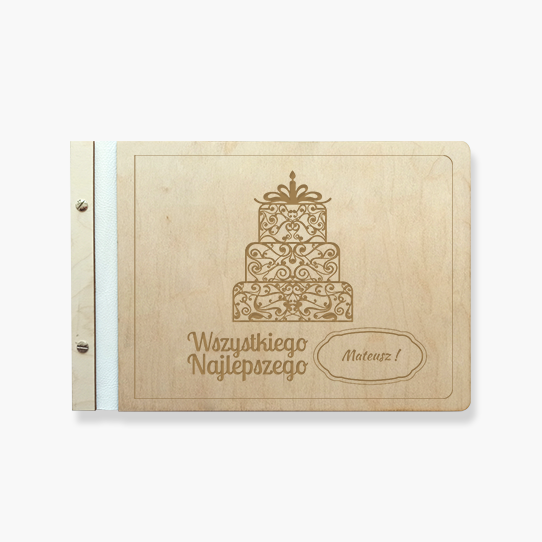 Album drewniany Wszystkiego najlepszego, 34x23 cm
