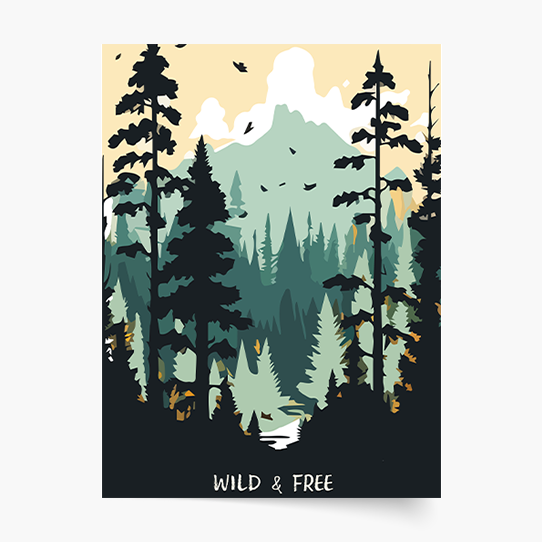 Plakat, Las: Wild&Free, 20x30